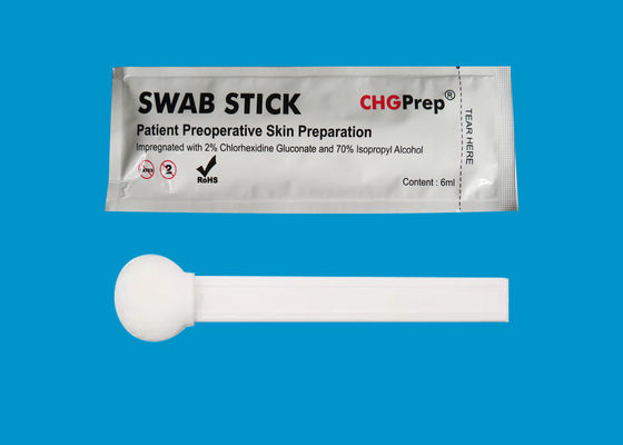 การเตรียมขนาดใหญ่ 2% CHG Swab 70% Isopropyl Alcohol IPA Foam Tipped Applicators