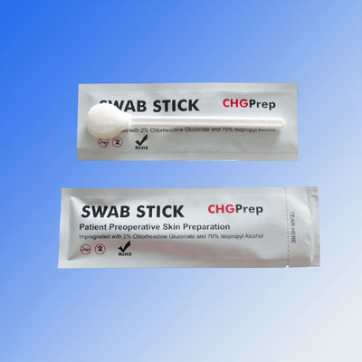 การเตรียมขนาดใหญ่ 2% CHG Swab 70% Isopropyl Alcohol IPA Foam Tipped Applicators