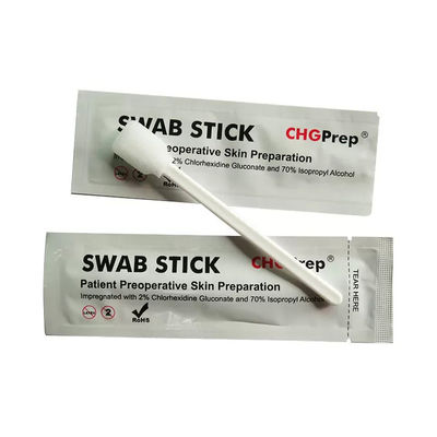 ทำความสะอาดผิวน้ำยาฆ่าเชื้อเตรียม CHG Swab 2% และ 70% IPA Alcohol Medical Sponge Foam Swabs Stick