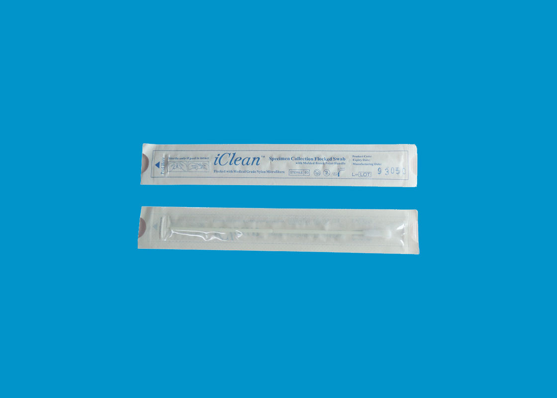 ไนล่อนยืดหยุ่น Flocked Plastic Nose Throat Swab คอลเลกชันตัวอย่างจมูกในช่องปาก CM-FS915